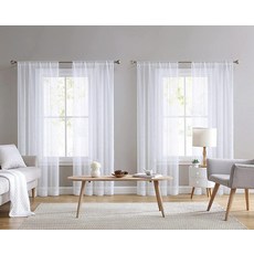 Laura Ashley 로드 포켓이 있는 화이트 시어 커튼 각 패널 치수 너비 96.5cm x 길이 274.3cm(38인치 108인치) 바릭 4개