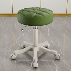臺灣出貨 美容椅 滑輪椅 升降椅 旋轉椅 工作椅 萬向輪凳 滑輪凳 升降小圓椅 滾輪椅 美容院凳子滑輪旋轉升降美發美甲, 1個, 綠色方格】米白爪滑輪