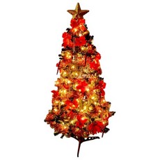 摩達客 台灣製8尺聖誕樹 (紅金色系配件) 含100燈LED暖白光燈串(附控制器)