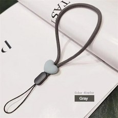 단색 짧은 사랑 하트 걸이 로프 조절 가능한 휴대폰 스트랩 다채로운 손목 탄성 랜야드, grey