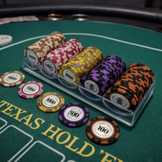 더하임 카지노칩 국제규격 100p 아크릴 하드케이스 세트, 1개, 고급숫자칩