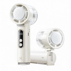 쿠멍 무소음 냉감 휴대용 선풍기 105도 조절 카라비너 무선 강풍 4000mAh 손풍기, 화이트, ZH65