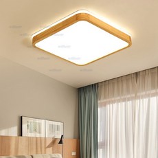 LED 나무 천장 조명 둥근 사각형 자연 색상 거실 호텔 라운지 홀 현대 미니멀리스트, 02 Round Dia 40cm, 02 Warm White LED