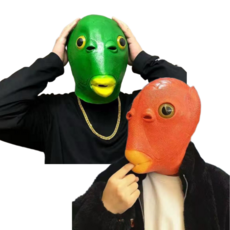 남녀공용 유쾌한 물고기 가면 코스튬 세트, 2개, 레드+그린