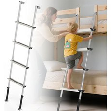 사전 조립된 RV 이층 침대 사다리 3가지 높이 옵션 59.5인치60.5인치61.5인치 내구성 강한 더 넓은 미끄럼 방지 계단 4개와 유연한 후크 포함 57.5인치59.4인치