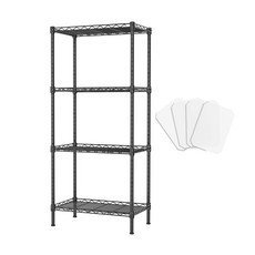 MeFun 메탈 선반랙 4단 다용도 선반 진열장 탄소강 440 x 290x 1260mm, 1세트, 블랙