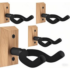 [ 724049 ] DOMMI 기타 벽 마운트 4팩 모든 사이즈 기타용 회전 가능한 소프트 후크가 있는 행거 어쿠스틱 일렉트릭 기타 베이스용 견목 U자형 홀더, Beech Color