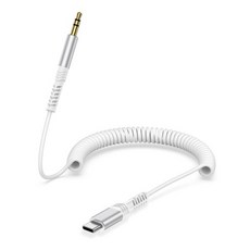 코일 USB C to 3.5mm 오디오 Aux 잭 케이블 아이폰 1717프로에어16e16프로1515프로 맥스용 6피트 타입 헤드폰 차량 스테레오 코드 안드로이드 삼성 갤럭시 아, Aux to USB C Cable, White