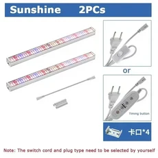 1-6PC 전체 스펙트럼 햇빛/4000K LED 성장 조명 온실 식물 야채 꽃 채우기 빛 무토양 재배 램프 T12, 03 Sunshine-2PCs, 01 US PLUG