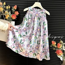 DIU 女童無袖連衣裙 寶寶夏款公主裙背心裙子 兒童洋氣碎花吊帶裙