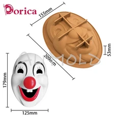 3D 광대 해골 마스크 무스 케이크 몰드 초콜릿 실리콘 DIY 할로윈 유령 석고 모델 주방 제빵기 액세서리, 01 빠른  Mainland, 07 MC 476