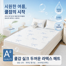 쿨매트 냉감패드 여름 침대패드+쿨베개 커버 세트, 쿨매트+쿨베개 세트, 블루리본