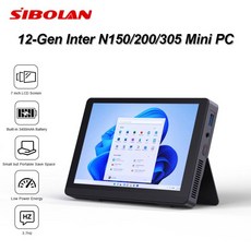 시볼란 12세대 미니 PC 7인치 LCD 화면 인텔 N150200305 DDR5 37GHz 지원 WIFI 60 BT 52 가정용 사무실 및, 03 16G 256GB, 02 EU, 02 Inter-N200, 16GB