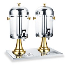 워터디스펜서 투명 음료수디스펜서 스테인리스 카페용 냉장고음료디스펜서 업소용 보관 밀폐형 음료트레이 자동식 쥬스디스펜서, 1개, 16L, 1_16L 더블헤드 주서기 실버