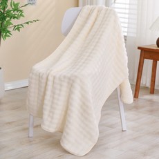 菠蘿格珊瑚絨大浴巾 90*170cm, 泡泡白色,35*75cm, 1個