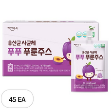 베이비본죽 유산균 사균체 푸푸 푸룬주스, 45개, 80ml