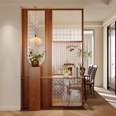 實木鏤空玄關隔斷屏風，新中式客廳辦公室遮擋格柵櫃, 1個, 定製 實木樟子鬆材質