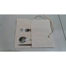 小瓶子 簡易素雅手工胚布袋 藍染蝶谷巴特短筷包餐具袋 100%純棉胚布環保餐具收納, 1個, 藍染蝶谷巴特