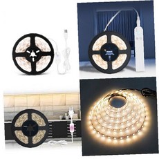 침실 주방 현관 자동 점등 감지 테이프 형 배터리 엘이디 조명 계단 복도 야간, 1개, 01.USB LED센서 스트립(USB전원)_웜화이트_1