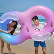 위크나인 레인보우더블튜브 2인 물놀이용품, 그라데이션, 1개