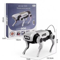 조립식 로봇 강아지 리모컨 조종 기계 모형 완구 DIY 취미 장난감 데스크 소품, 1개, 기계 개 영어 버전