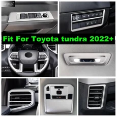 토요타 툰드라 22-25 실내 헤드라이트 스티어링 휠 후방 에어컨 벤트 핸들 보울 프레임 커버 호환, 사이드 에어컨 통풍구