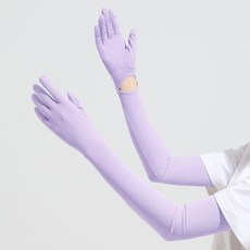 夏季防曬袖套女防紫外線冰絲長手臂套開車觸屏遮陽戶外, 淺灰紫, 1個