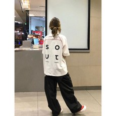 문자 프린트 순면 반소매 티셔츠 여성용 여름 2025 루즈핏 학생용 반소매 유니크 상의