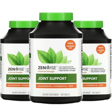 ZENWISE MSM葡萄糖胺&軟骨素錠, 180顆, 3罐