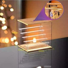 투명 아크릴 케이스 계단 피규어 진열장 보관함, 6단 계단형 LED (40x31x40)