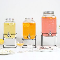 와이어 쥬스 음료 디스펜서 5L 카페 유리, 1개