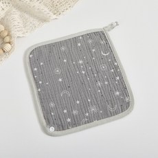 純棉四層紗布口水巾，嬰兒圍兜，寶寶洗臉巾，R96004, 灰星月, 1個