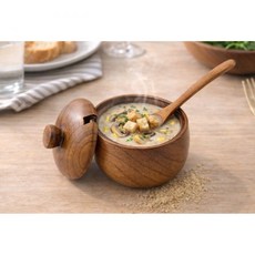 미니 1인 스프볼 스푼세트 우드 양념통 소스볼 용도 그릇, 단품