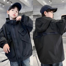 삐삐네옷가게 초등 남아용 블랙포켓 후드집업 점퍼