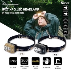 Forest Outdoor IPX7防水遠近光感應頭燈, 沙色, 1個