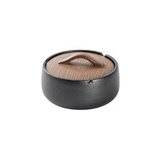 陶瓷煙灰缸 帶蓋煙灰缸 復古大號煙缸 多功能收納缸, 磨砂雅黑, 1個