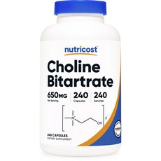 nutricost 膽鹼膳食保健膠囊 650mg, 1個, 240 件