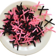 고급 미니 완성 리본 선물 포장 완제품 장식 3cm, 100개, 블랙핑크