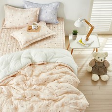 아라레 알러지케어 허니 베어 친환경 모달 사계절 키즈 차렵 이불 세트 SS. 슈퍼싱글, 베이지, 이불+베개커버세트