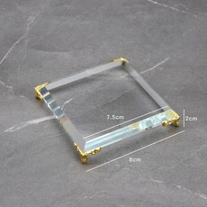 水晶玻璃展示架 擺件底座, 1個, 8#斜邊正方形底座金