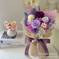 永生花玫瑰花束七夕情人節生日禮物高級感花束真花, 月光舞曲 櫥窗禮盒 1個
