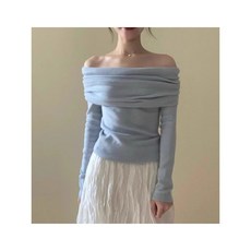 해피유통 여성 슬림핏 패션 섹시 일자 니트 탑 jhlyt