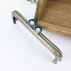 헤세드 (NEW) 12.5cm 사각 연꽃잎 구슬 동전지갑프레임, 블루그레이, 1개