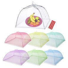 실외용 푸드 커버 7개 43.2cm(17인치) 팝업 우산 메시 푸드 텐트 야외 파티 피크닉 바베큐용 재사용 및 접이식 푸드 텐트 (컬러풀), 실외용 푸드 커버 7개, 43.2cm(17인치) 팝업