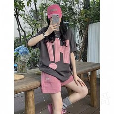 F 臺灣出 夏季運動休閒套裝女 運動套裝 短褲套裝 兩件式套裝 顯瘦套裝 女短袖套裝 短袖t恤 短褲 HGSO