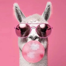 재미있는 알파카 포스터 꽃다발 프린트 동물 캔버스 그림 북유럽 스타일 거실 벽장식, 1. C4624-2