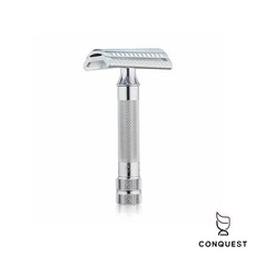 【CONQUEST】德國 Merkur 37C 斜邊短柄刮鬍刀 傾斜式刀頭 斷頭台大角度 封閉式刀頭 傳統刮鬍刀, 1個, 1