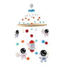 ins新款嬰兒宇航員牀鈴 手工星空火箭毛氈風鈴掛件 寶寶安撫牀鈴, 宇航員牀鈴:如圖, 1個