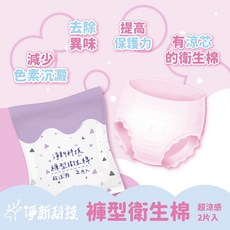 淨新科技 褲型衛生棉 超涼感夜用生理褲 2件入, 1個, 淨新褲型衛生棉