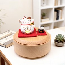 治癒解壓玩具生日禮物兒童節禮物八音盒提升愉悅感療愈音樂盒玩具, 1個, 招財貓(旋轉發條)